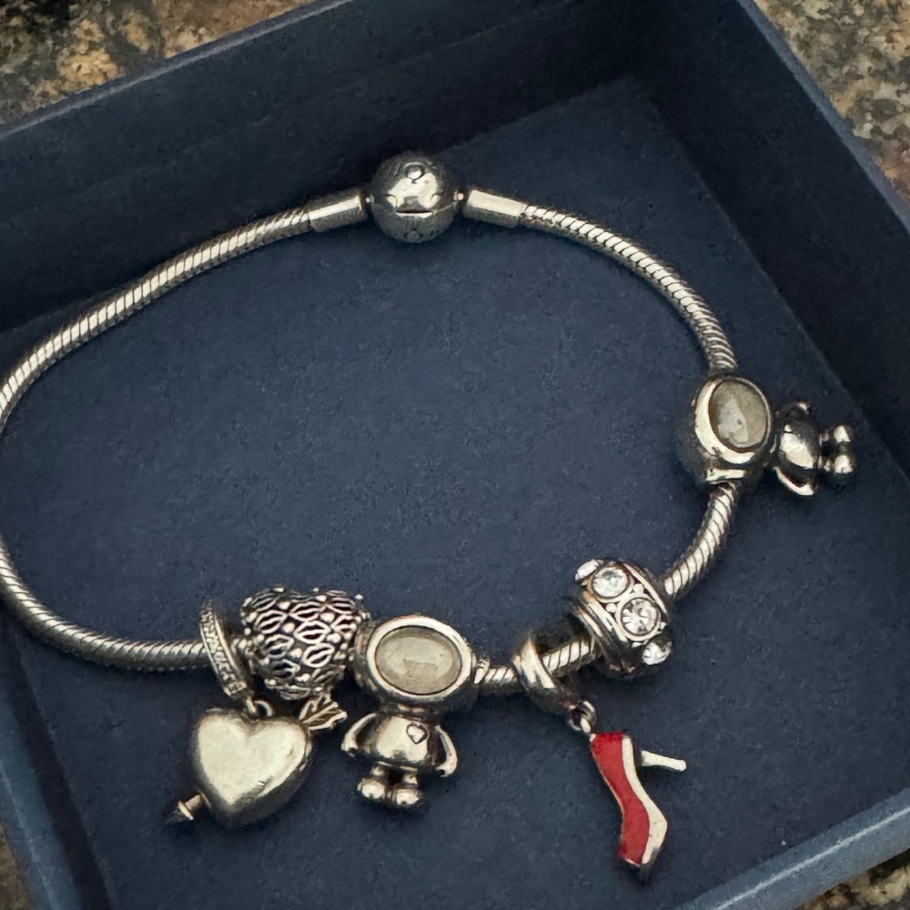 Pandora Charm Bracelet Silver with 6 charms - Picture 7 of 8